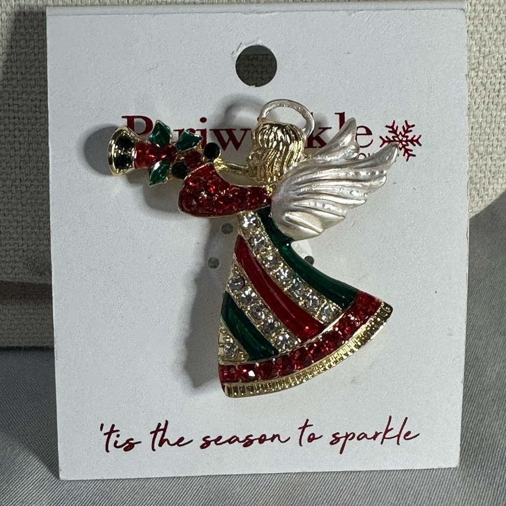 Holiday Angel pin with rhinestones